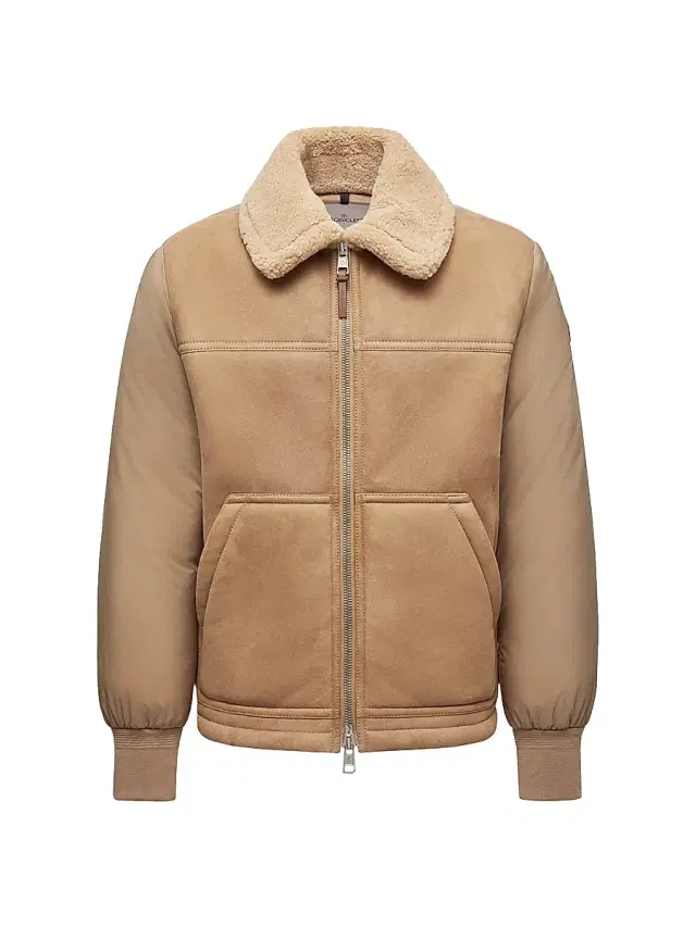 Men's Tonnay Puffer Jacket in Suede and Shearling - Beige