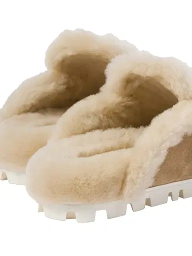 Miu Miu Women's Suede Shearing Mules - Beige Khaki - Size 10 | Thumbnail 2