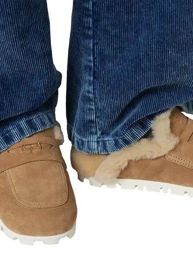 Miu Miu Women's Suede Shearing Mules - Beige Khaki - Size 10 | Thumbnail 4