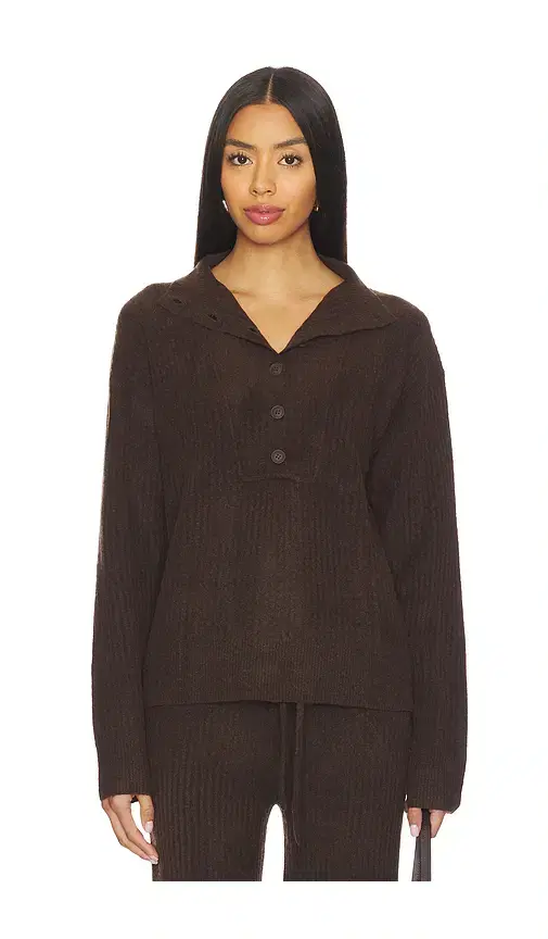 Bobi Button Funnel Neck Sweater