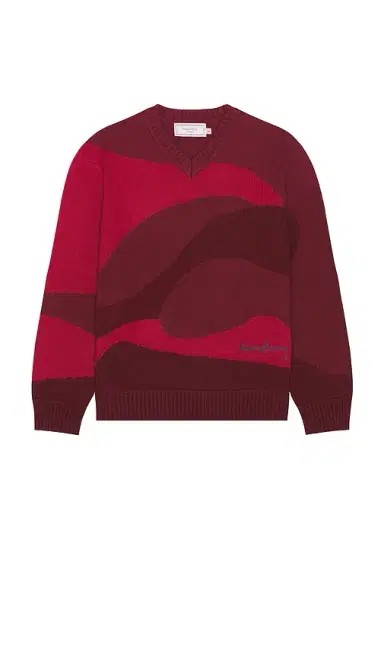 House of Sunny The Red Landscape Oversized V-Neck Sweater | Thumbnail 1