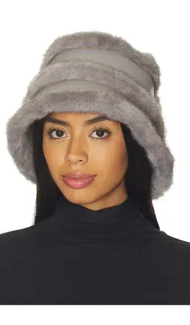 JOCELYN Faux Mink & Leather Bucket Hat | Thumbnail 1 JOCELYN Faux Mink & Leather Bucket Hat | Thumbnail 1