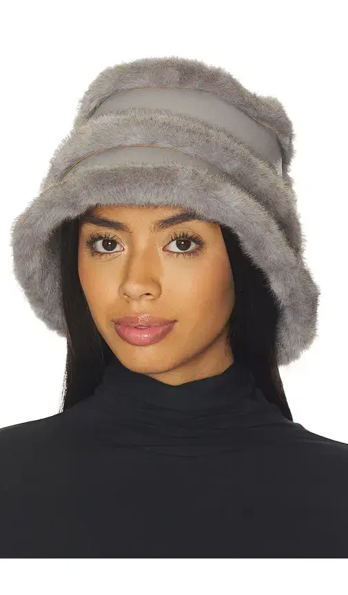 JOCELYN Faux Mink & Leather Bucket Hat