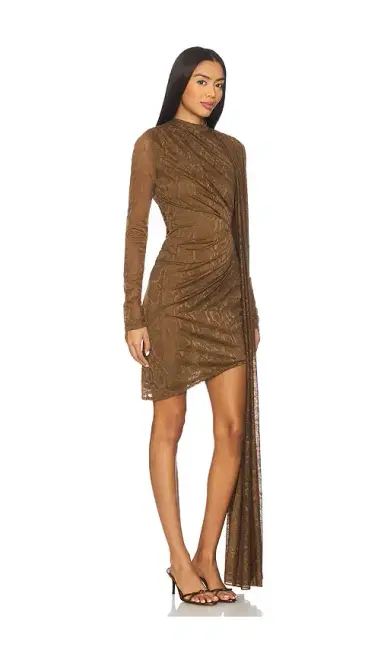 LaPointe Snake Lace High Neck Cape Dress | Thumbnail 2