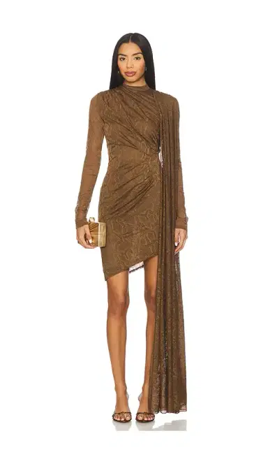 LaPointe Snake Lace High Neck Cape Dress | Thumbnail 1