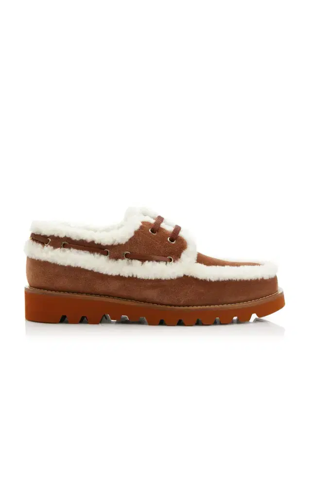 Valentino Garavani Palm Avenue Shearling Boat Shoes