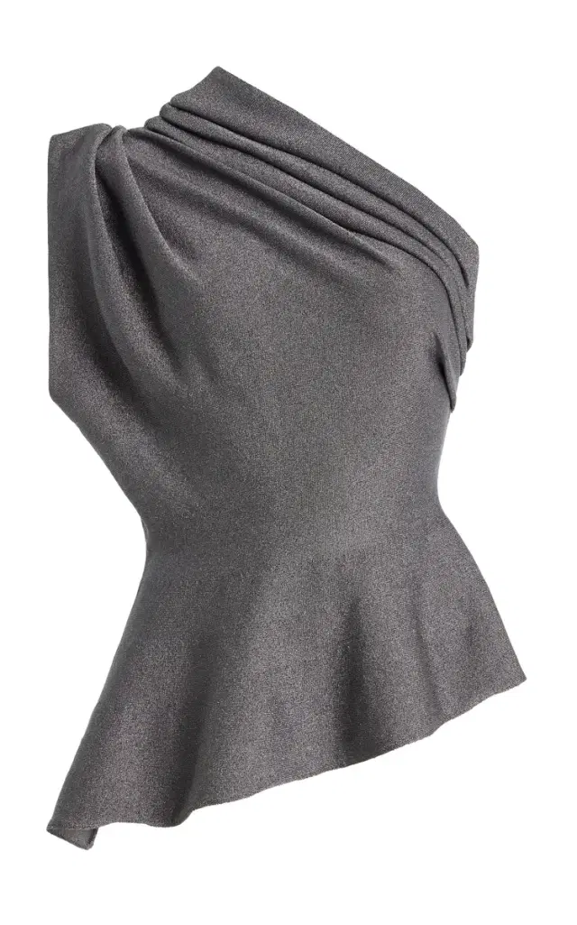 Aimee One-Shoulder Metallic-Knit Top