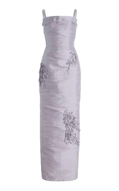 Marmar Halim Marisol Embroidered Pleated Taffeta Gown | Thumbnail 1 Marmar Halim Marisol Embroidered Pleated Taffeta Gown | Thumbnail 1