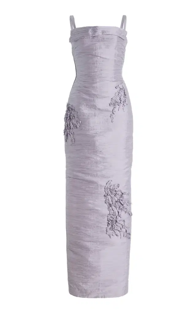 Marmar Halim Marisol Embroidered Pleated Taffeta Gown