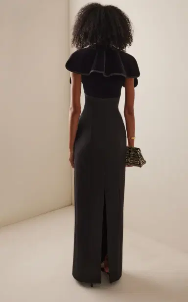Harithand Capucine Velour-Trimmed Crepe Gown | Thumbnail 6 Harithand Capucine Velour-Trimmed Crepe Gown | Thumbnail 6