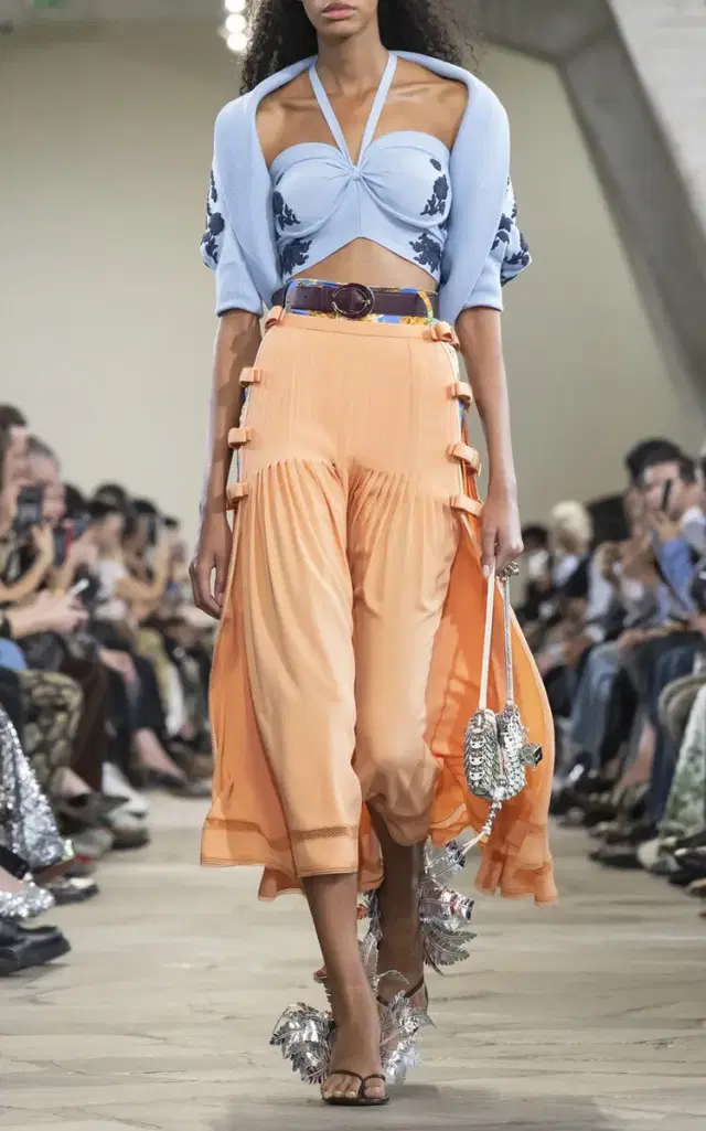 Rabanne Gathered Silk-Blend Midi Skirt