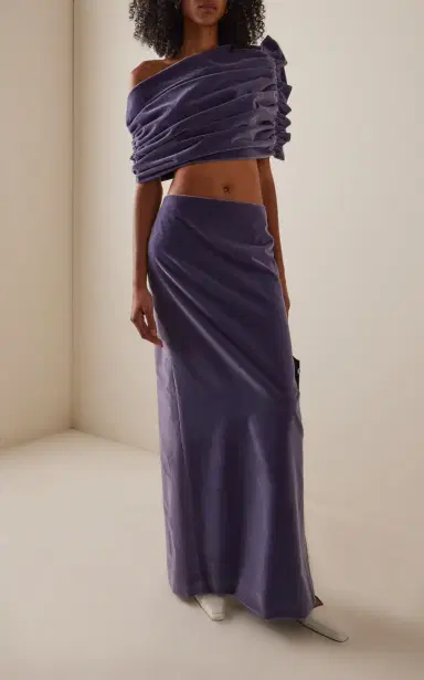 COLLEEN ALLEN Exclusive Cotton Velvet Maxi Skirt | Thumbnail 3 COLLEEN ALLEN Exclusive Cotton Velvet Maxi Skirt | Thumbnail 3
