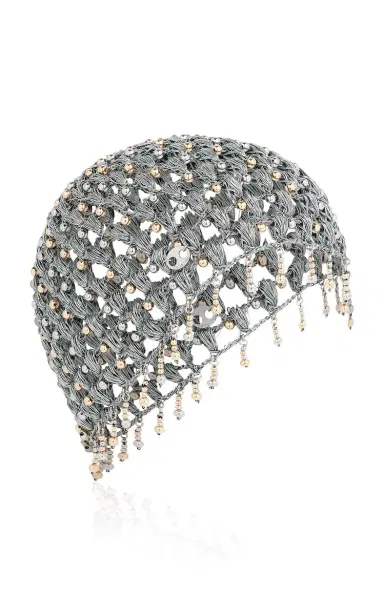Rabanne Metallic Woven Crystal-Embellished Chain Cap | Thumbnail 1