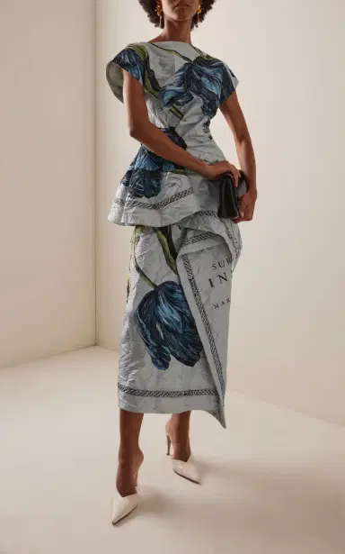 Erdem Printed Draped Midi Skirt | Thumbnail 2 Erdem Printed Draped Midi Skirt | Thumbnail 2
