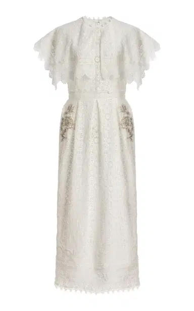 Erdem Embellished Lace Cotton Midi Cocktail Dress | Thumbnail 2