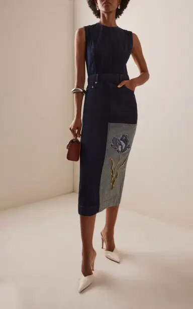 Erdem Embroidered Fluted Cotton Midi Dress | Thumbnail 3