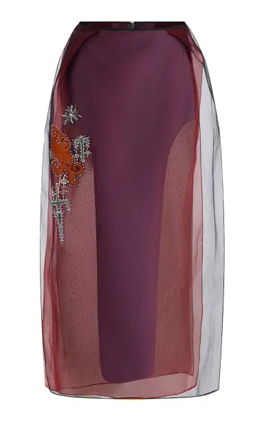 Maticevski Improvisation Beaded Silk-Organza Midi Skirt | Thumbnail 1