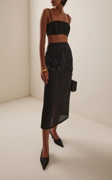 ILA THE BRAND Tori Sequined Cotton Crop Top | Thumbnail 3