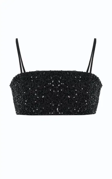 ILA THE BRAND Tori Sequined Cotton Crop Top | Thumbnail 1