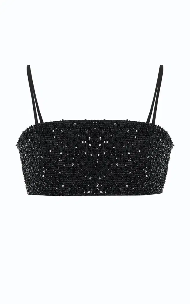 Tori Sequined Cotton Crop Top