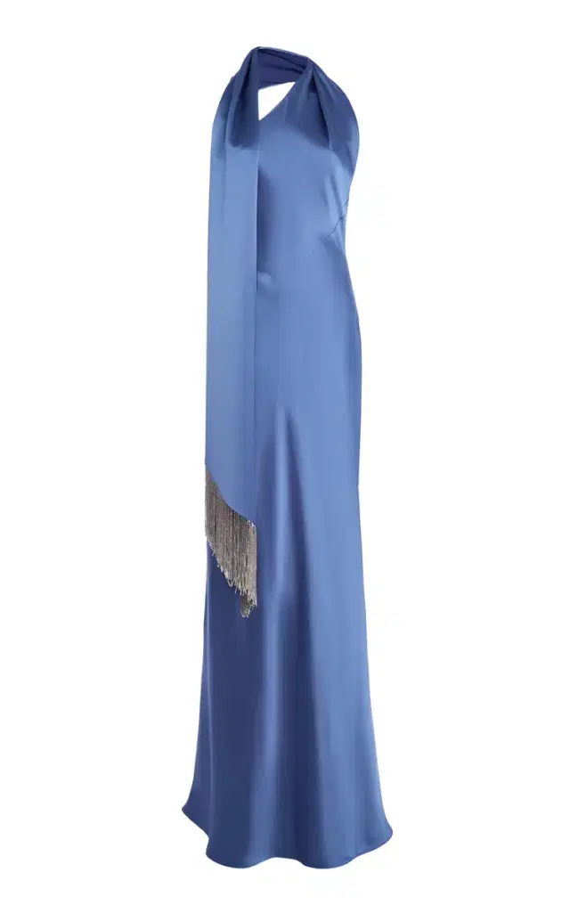 ILA THE BRAND Brice One-Shoulder Satin Maxi Dress