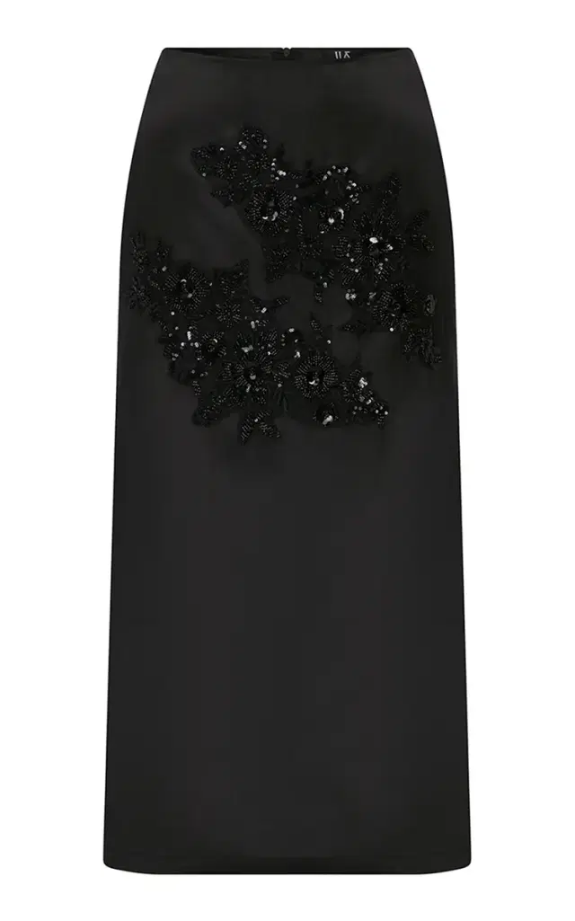Pixie Embellished Silk-Organza Midi Skirt