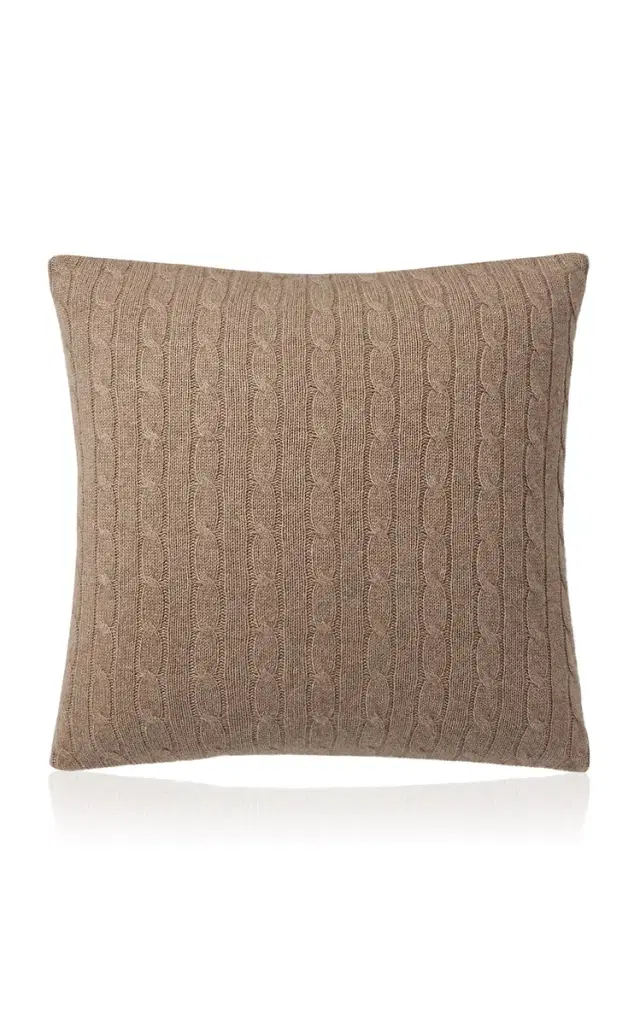 Cable Cashmere Throw Pillow - Neutral