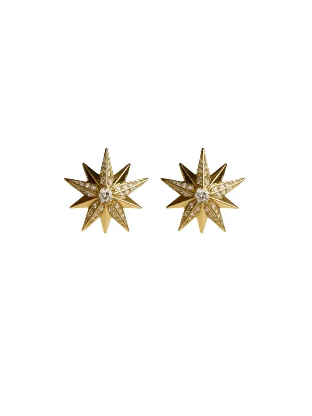 Wish Fine Jewelry 0.77ct Diamond 14K Gold Star Earrings