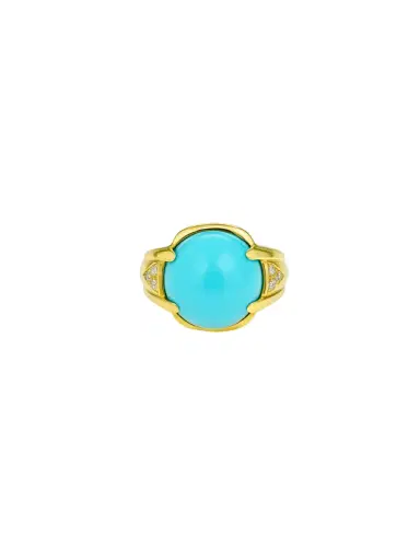 Wish Fine Jewelry 12.36ct Diamond Turquoise 18K Gold Cocktail Ring | Thumbnail 1 Wish Fine Jewelry 12.36ct Diamond Turquoise 18K Gold Cocktail Ring | Thumbnail 1