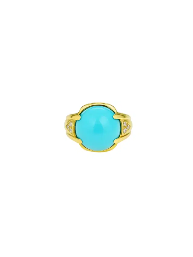 Wish Fine Jewelry 12.36ct Diamond Turquoise 18K Gold Cocktail Ring