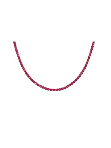 Wish Fine Jewelry 15.43ct Ruby 14K Gold Stationed Tennis Necklace | Thumbnail 1
