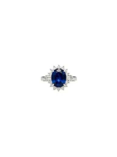 Wish Fine Jewelry 2.56ct Diamond Sapphire Platinum Halo Ring | Thumbnail 1 Wish Fine Jewelry 2.56ct Diamond Sapphire Platinum Halo Ring | Thumbnail 1