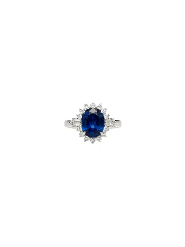 Wish Fine Jewelry 2.56ct Diamond Sapphire Platinum Halo Ring