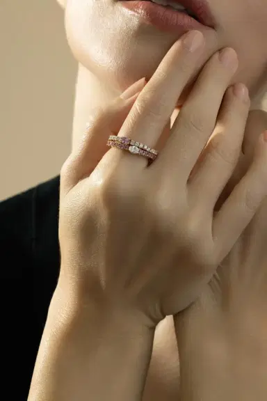 ROBERTO DEMEGLIO Pink Sapphire Diamond Extensible Stretch Ring | Thumbnail 2