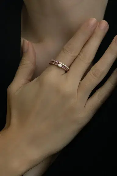 ROBERTO DEMEGLIO Pink Sapphire Diamond Extensible Stretch Ring | Thumbnail 4