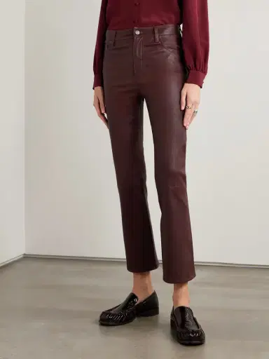Frame The Reboot Cropped Leather Flared Pants | Thumbnail 3