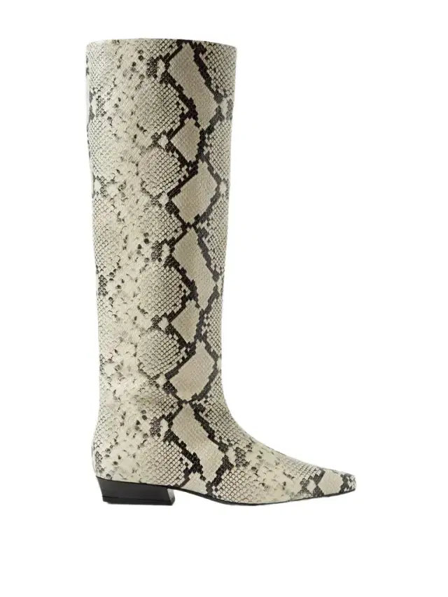 Wally Snake-effect Leather Knee Boots