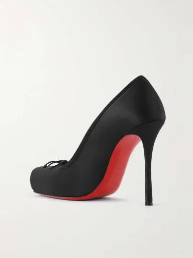 Christian Louboutin Cassia Nodo 100 Bow-detailed Grosgrain-trimmed Satin-crepe Pumps | Thumbnail 3 Christian Louboutin Cassia Nodo 100 Bow-detailed Grosgrain-trimmed Satin-crepe Pumps | Thumbnail 3