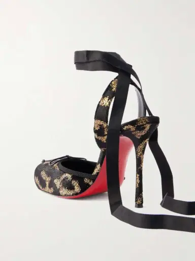 Christian Louboutin Cassia 100 Bow-detailed Satin-trimmed Fil Coupé Velvet Pumps | Thumbnail 3 Christian Louboutin Cassia 100 Bow-detailed Satin-trimmed Fil Coupé Velvet Pumps | Thumbnail 3