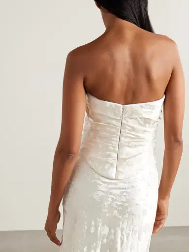 Danielle Frankel Demi Strapless Draped Painted Silk And Wool-blend Satin Bustier Top | Thumbnail 3 Danielle Frankel Demi Strapless Draped Painted Silk And Wool-blend Satin Bustier Top | Thumbnail 3