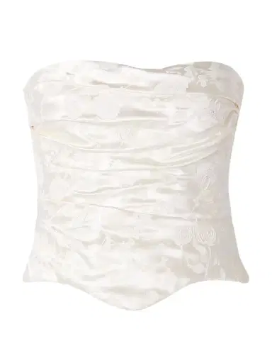 Danielle Frankel Demi Strapless Draped Painted Silk And Wool-blend Satin Bustier Top | Thumbnail 1 Danielle Frankel Demi Strapless Draped Painted Silk And Wool-blend Satin Bustier Top | Thumbnail 1