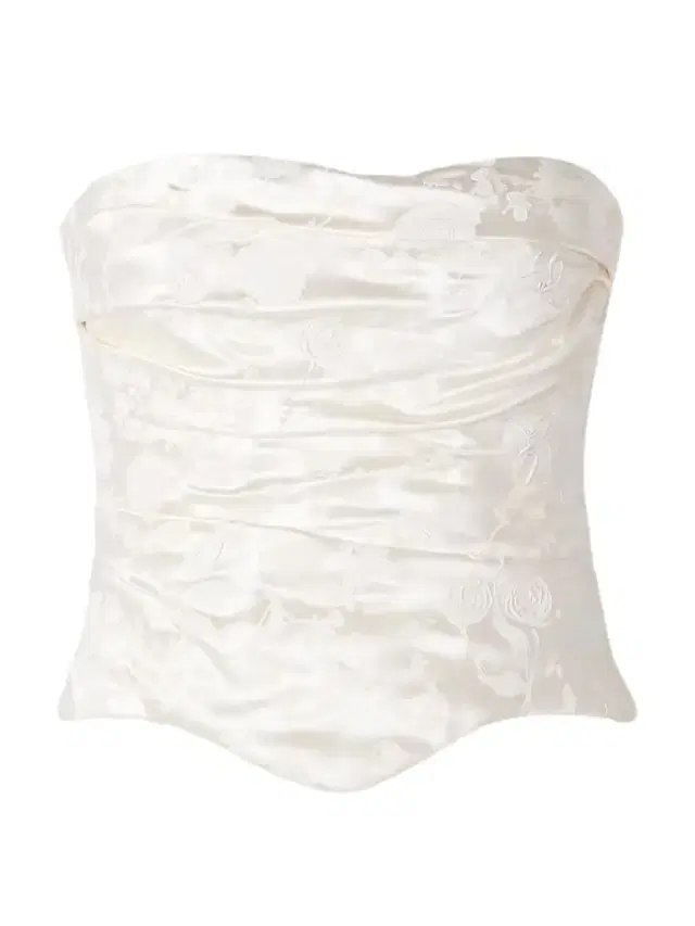 Demi Strapless Draped Painted Silk And Wool-blend Satin Bustier Top