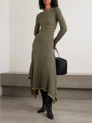 Proenza Schouler Didi Frayed Striped Knitted Midi Dress | Thumbnail 2