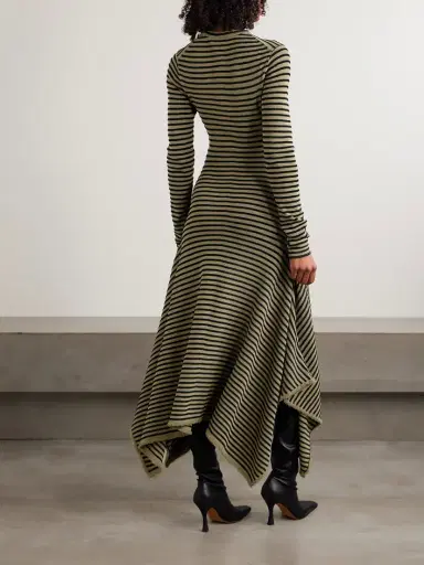 Proenza Schouler Didi Frayed Striped Knitted Midi Dress | Thumbnail 3