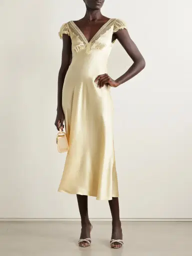 DÔEN Corelia Tulle-trimmed Silk-satin Midi Dress | Thumbnail 2