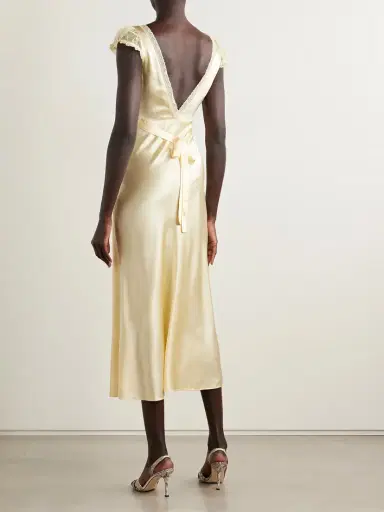 DÔEN Corelia Tulle-trimmed Silk-satin Midi Dress | Thumbnail 3