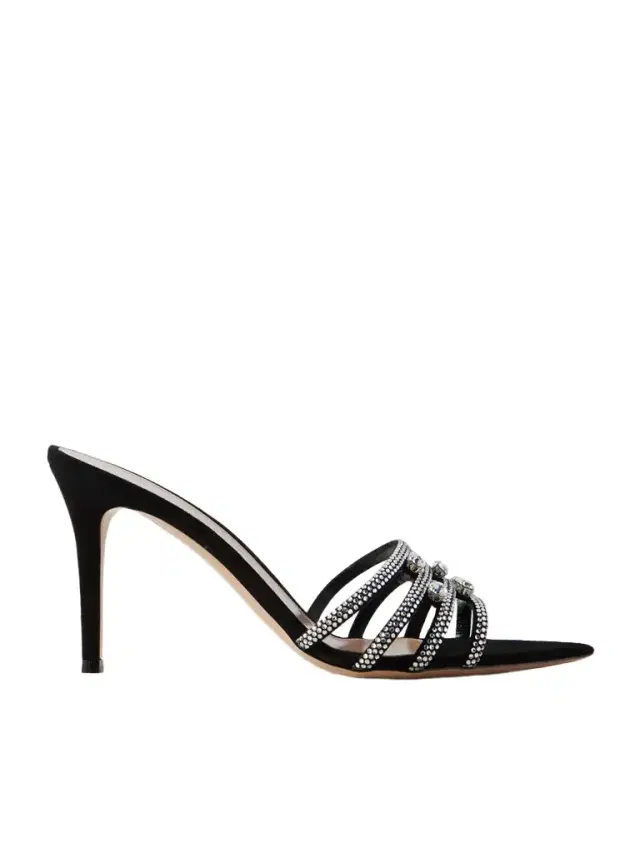 85 Crystal-embellished Suede Sandals