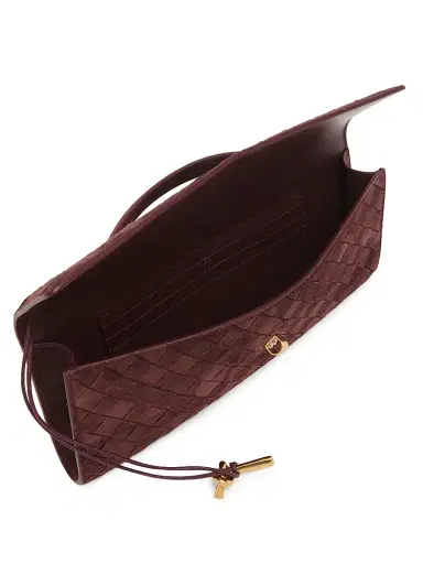 Bottega Veneta Women's Andiamo Intrecciato-Suede Top-Handle Clutch | Thumbnail 3 Bottega Veneta Women's Andiamo Intrecciato-Suede Top-Handle Clutch | Thumbnail 3
