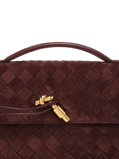 Bottega Veneta Women's Andiamo Intrecciato-Suede Top-Handle Clutch | Thumbnail 4 Bottega Veneta Women's Andiamo Intrecciato-Suede Top-Handle Clutch | Thumbnail 4