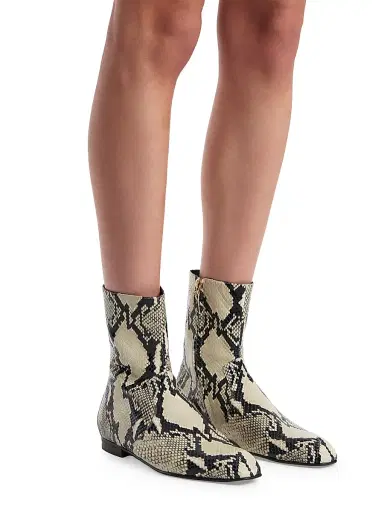 Khaite Women's Colt Snake-Print Leather Ankle Boots - Natural | Thumbnail 4 Khaite Women's Colt Snake-Print Leather Ankle Boots - Natural | Thumbnail 4